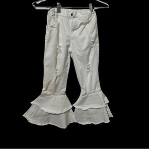 Flare White Ruffled Pants